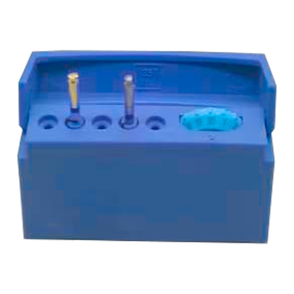 [7462B] Endodontisk block med memory holder, 5 huller, blå | ErgoDenta