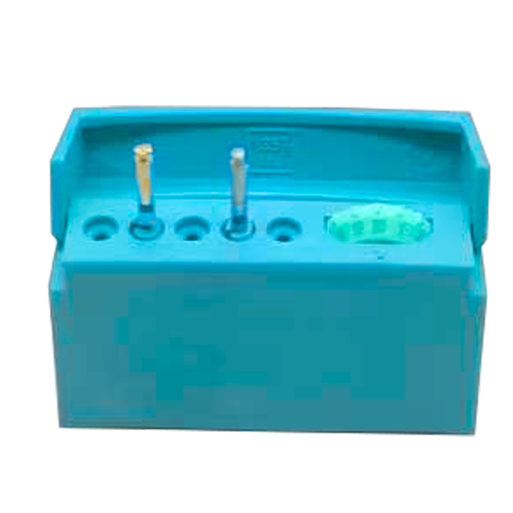 [7462S] Endodontisk block med memory holder, 5 huller, himmelblå | ErgoDenta