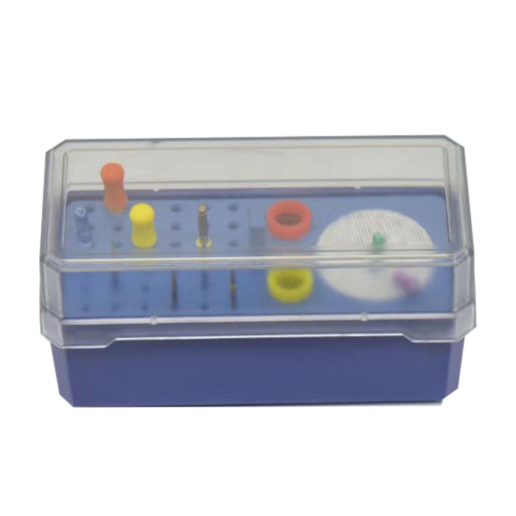 [7455B] Translucent bor desinfektionsboks Rectangle form, 72 huller, blå | ErgoDenta