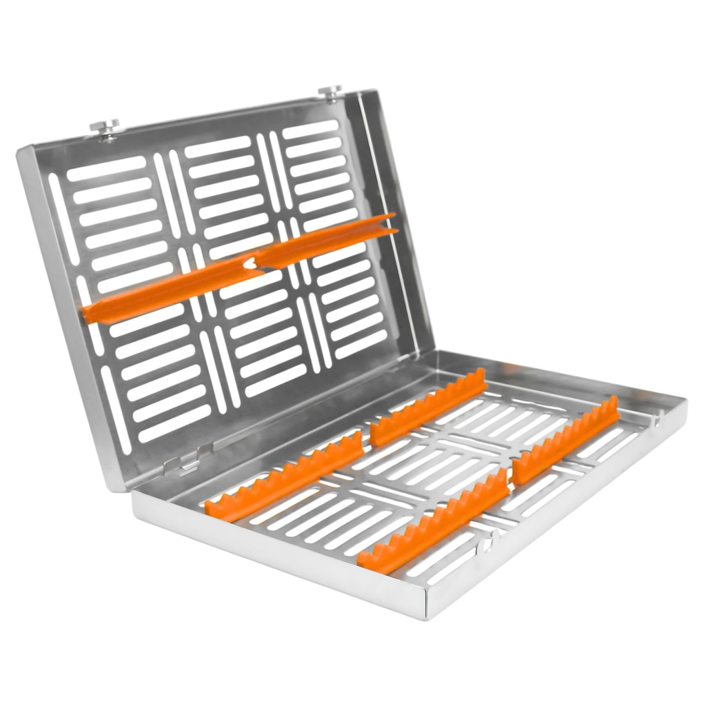 [5513O] Aftagelig låg, sterilisering kassette til 20, 280x180x35mm, Orange silikone | ErgoDenta