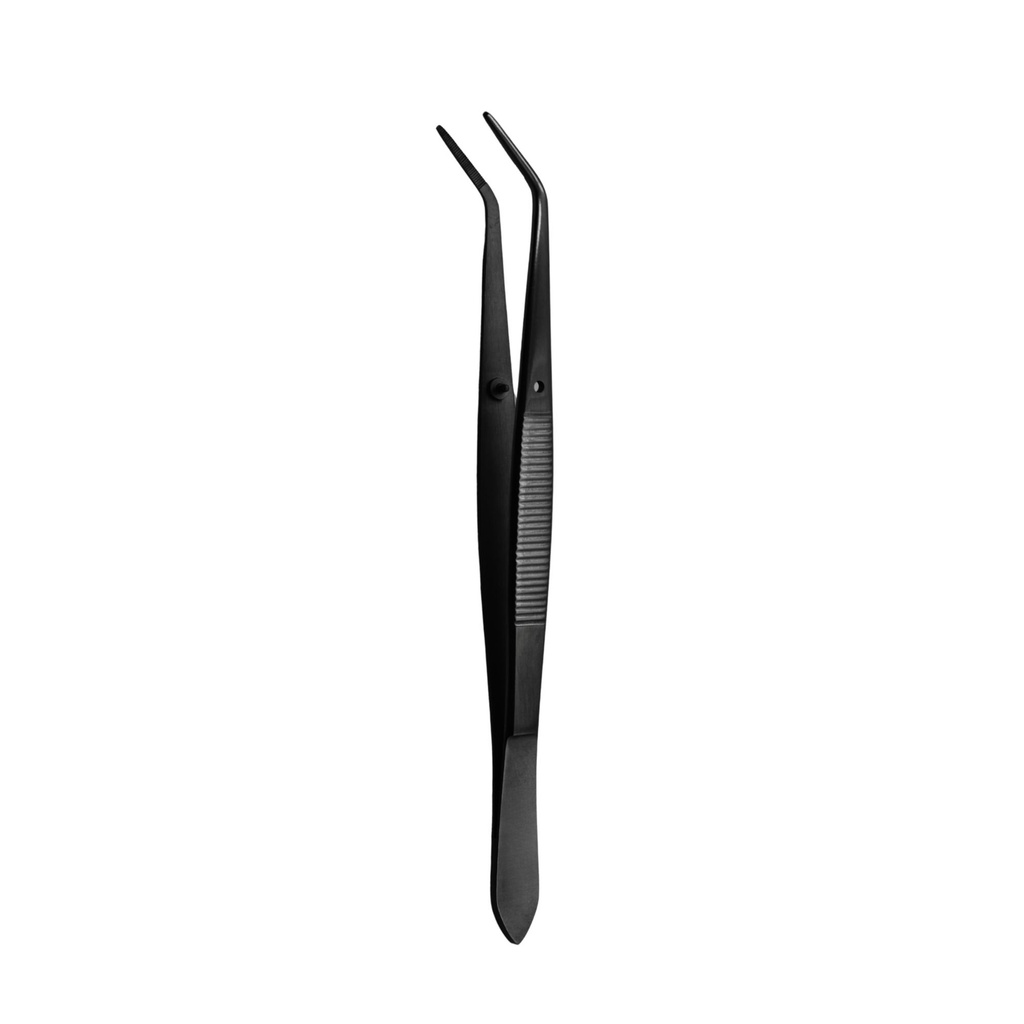 [3627-3A] College pincet, takket, 15 cm, sort