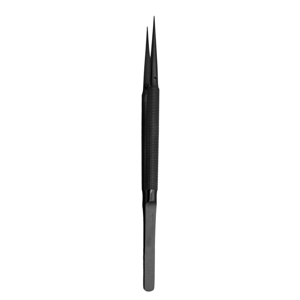 [3802-3G] Mikrokirurgisk pincet, lige, 1-2, 18 cm, sort